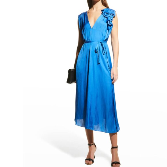 Ramy Brook Dresses & Skirts - Ramy Brook Kaisley V-Neck Midi Dress Blue Size Small